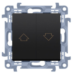 Przycisk odbijający żaluzjowy podwójny SIMON 10 (góra/dół) czarny matowy 10A Kontakt Simon CZP1.01/49