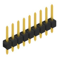 Pin header, 9 pole, pitch 2.54 mm, straight, black, 10048163