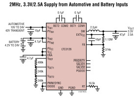 42V, 2.5A Synchronous Step-Down Regulator with No-Loss Input PowerPath