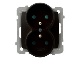 KARO Gniazdo podwójne z uziemieniem do ramki z przesłonami IP-20 zaciski gwintowe czekoladowy metalik GP-2SRZP/m/40 OSPEL