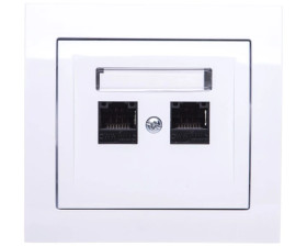 KIER Gniazdo komputerowe podwójne 2xRJ45 kat.5e białe GPK-2W/K/00