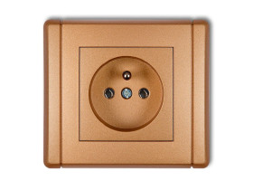 FLEXI Gniazdo pojedyncze z uziemieniem (bez przesłon torów prądowych) złoty metalik 8FGP-1z KARLIK