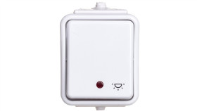 Cedar Przycisk Hermetyczny Ip44 Światło Z Podświetleniem 10A Biały Ip44...