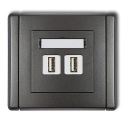 FLEXI Gniazdo podwójne 2xUSB-AA 3.0 grafitowy 11FGUSB-6