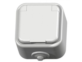 DELFINA Gniazdo pojedyncze z uziemieniem wieczko w kolorze wyrobu biały GNH-1DZ/00/w OSPEL