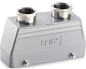 Grommet housing, size HB24, aluminum alloy, 2 x M25/2 x M32, straight, cross bow locking, IP65, 44422020