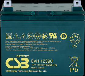 EVH12390 lead-acid battery, 39 Ah, 12 V, deep cycle
