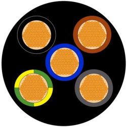 Sieciowy kabel zasilający 5 Core Polichlorek winylu PVC Sheath Czarny 8.37mm od , 300 V, 500 V