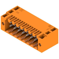 Pin header, 16 pole, pitch 3.5 mm, angled, orange, 1728520000
