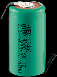Ni-Mh SUB-C 1.2 V 4300 mA flat top with solder lug