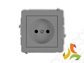 DECO Gniazdo pojedyncze bez uziemienia (przesłony torów prądowych) szary mat 27DGP-1p KARLIK