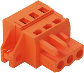 Socket header, 3 pole, pitch 5.08 mm, angled, orange, 231-303/031-000