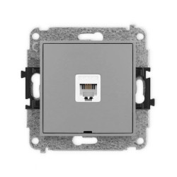 ICON Mechanizm gniazda telefonicznego pojedynczego 1xRJ11, 4-stykowy, beznarzędziowe, bez pola opisowego szary mat 27IGTBO-1