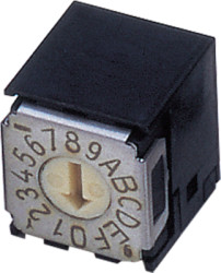Encoding rotary switch, 16 pole, hexadecimal, angled, 100 mA/5 VDC, SA-7051B