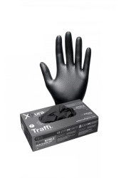 Rękawice jednorazowe, rozm. L, 50Para szt., kolor: Czarny, Traffi