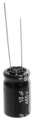 Kondensator 10μF 450V dc Radialny, Otwór przelotowy Panasonic roztaw: 5mm 12.5 (Dia.) x 20mm
