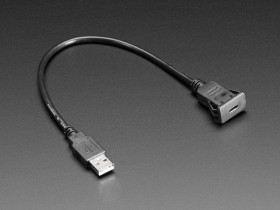 Snap-In Panel Mount Cable - USB-C Socket to USB-A Plug