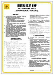 ZNAK - IAA05 Instrukcja postępowania na stanowisku pracy z komputerem i drukarką 24,5 x 35 cm HN - Płyta TD-flex 0,4mm