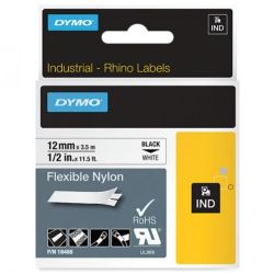 Taśma DYMO IND nylonowa elastyczna 12mm x 3,5m (biała / czarny nadruk) RHINO Industrial [18488 / S0718100] ORYGINALNA