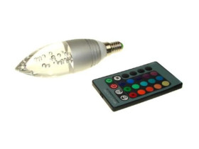 Żarówka LED Offa E14 3W RGB z pilotem srebrna