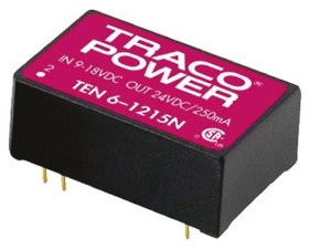 Przetwornica DC-DC, 6W, Uwe 9 → 18 V DC, Uwy ±5V dc, Iwy ±500mA, TRACOPOWER