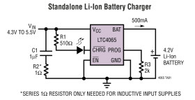 Standalone 750mA Li-Ion Battery Charger in 2 x 2 DFN