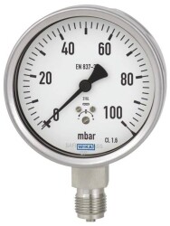 WIKA 9878971 Kapsuła sprężynowa mano. Stal CrNi Cl. 1,6 632.50.100 -100...0 mbar 1/2 NPT dół Przyłącze 1/2 NPT