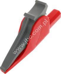 5066-IEC-RT Krokodylek bezpieczny z gniazdem 4mm, rozwarcie szczęk 32mm, czerwony, ELECTRO-PJP, 5066IECRT
