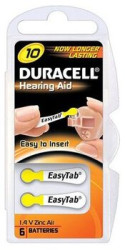 6 x baterie do aparatów słuchowych Duracell Easy Tab 10