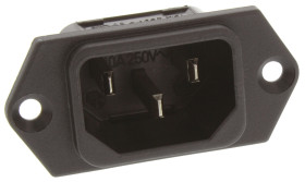 Złącze IEC IEC C14 Montaż na panelu Męski 10A Proste Schurter