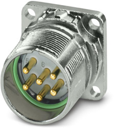 Surface-mounting plug, M23, 6 pole, crimp connection, standard/ONECLICK quick locking system, straight, 1132736