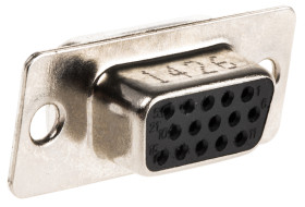 Złącze D-Sub 15-pinowe Żeński Proste Montaż na panelu raster 2.29mm Złoto na niklu