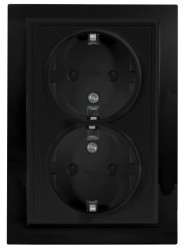 QUADRA Gniazdo podwójne SCHUKO czarne matowe