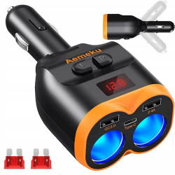 ROZDZIELACZ GNIAZDA ZAPALNICZKI 12-24V 2xUSB-A 1xUSB-C QC 3.0 80W ŁADOWARKA
