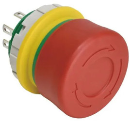 Emergency stop, turn/pull release, mounting Ø  22 mm, unlit, 1 Form A (N/O) + 2 Form B (N/C), XW1E-BV3SG12TR