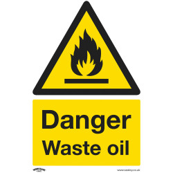 Worksafe SS60V1 Warning Safety Sign - Danger Waste Oil - Self-Adhesive Vinyl