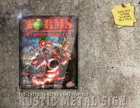 Rustic Amiga Worms The Directors Cut Box Artwork Metal Sign [693]