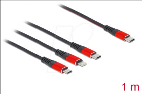 86711 Charging cable, 3in1, C to Lightning, C, Micro, 1 m