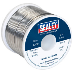 Sealey SOL16 Solder Wire Quick Flow 1.6mm/16SWG 40/60 0.5kg Reel