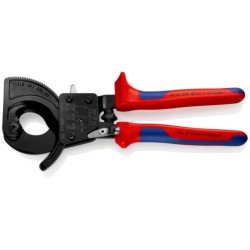 Nożyce do kabli (z mechanizmem zapadkowym) z wielokomponentowymi nasadkami lakierowana w kolorze czarnym 250 mm KNIPEX 95 31 25