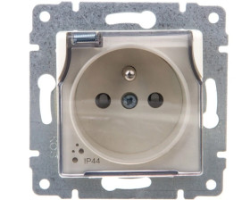 VENA Gniazdo bryzgoszczelne z/u IP44 z przesłonami klapka transparentna krem 510339