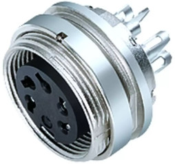 Panel socket, 5 pole, solder cup, screw locking, straight, 09 0320 80 05