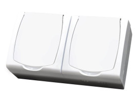 MADERA Gniazdo podwójne z uziemieniem schuko z przesłonami torów prądowych wieczko w kolorze wyrobu biały GNH-2NSP/00/w OSPEL