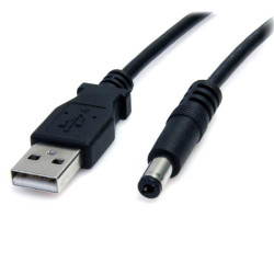 Kabel USB Złącze A USB A Złącze B Cylindryczne złącze zasilająca dł. 900mm Kabel zasilający USB USB 2.0 kolor: Czarny