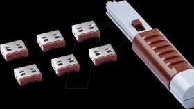 UL03PKBN Port Schloss, USB Typ A, 6 Stück, mit Schlüssel, braun
