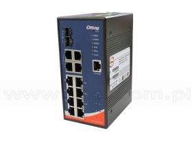 IGPS-9842GTP, Switch przemysłowy zarządzalny, DIN, 8x 10/1000 RJ-45 PoE + 4x 10/1000 RJ-45 + 2 sloty SFP / RJ-45, O/Open-Ring <3