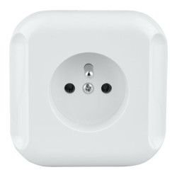 Gniazdo pojedyńcze p/t białe z uziemieniem 250V/16A Topaz / TO-GPT-16T BI