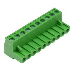 10-Way 5.08mm Right Angle Pluggable Terminal Block Green 15A 300V