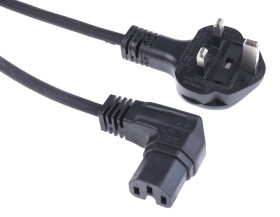 Przewód zasilania złącze A: IEC C15, złącze B: Wtyk brytyjski typu G 2m 10 A 250 V 1mm2 Czarny
