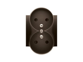 SIMON 54 Pokrywa gniazda podwójnego z przesłonami do ramek NATURE brąz mat DGZ2MZNP/46 KONTAKT SIMON